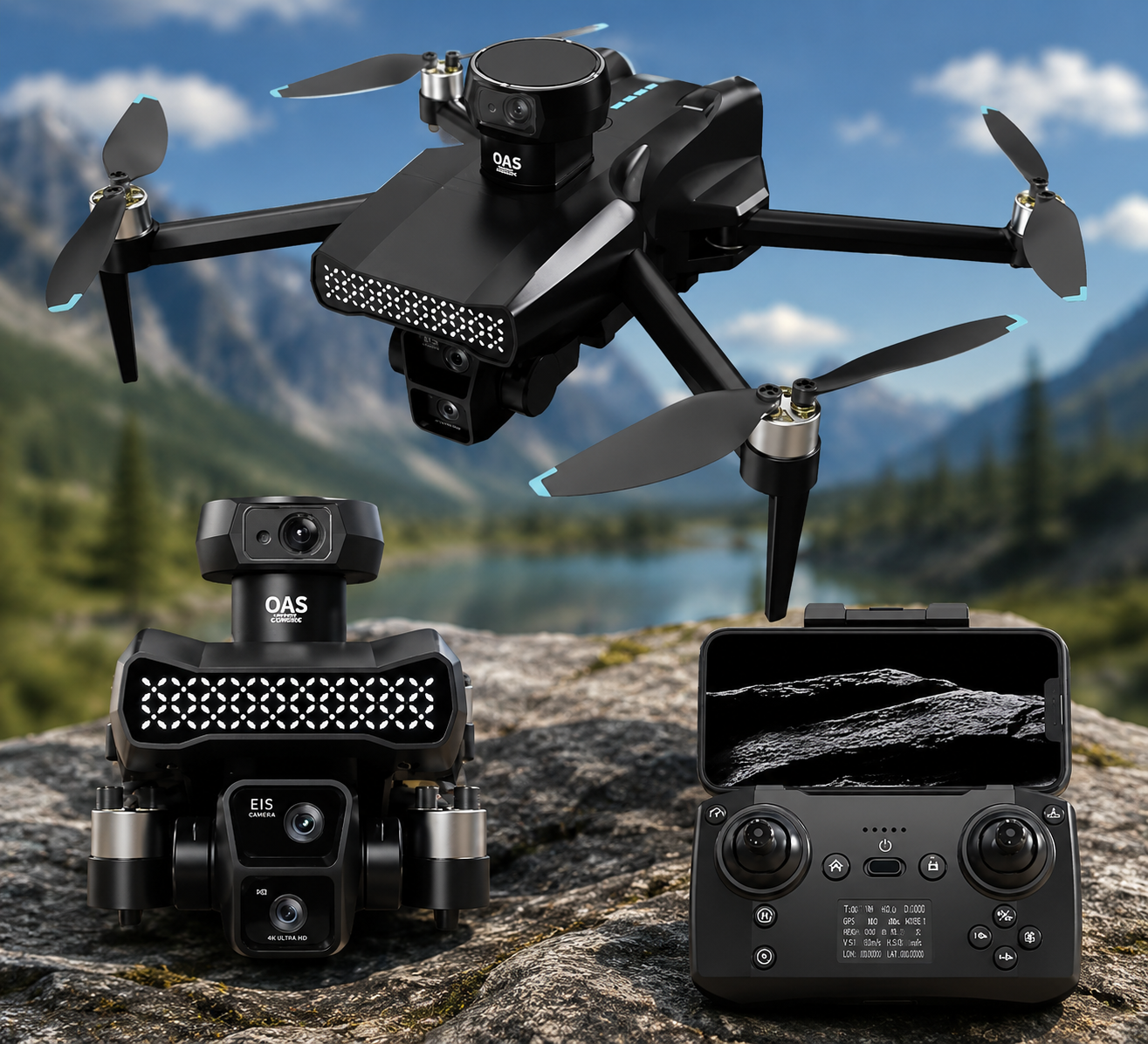 4K HD Camera Foldable Drone with Remote Control, WiFi FPV, Altitude Hold, One-Key Takeoff & Landing, Long Flight Time